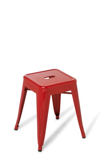 Industry Low Stool-Lunchroom Chairs-Red-Commercial Traders - Office Furniture