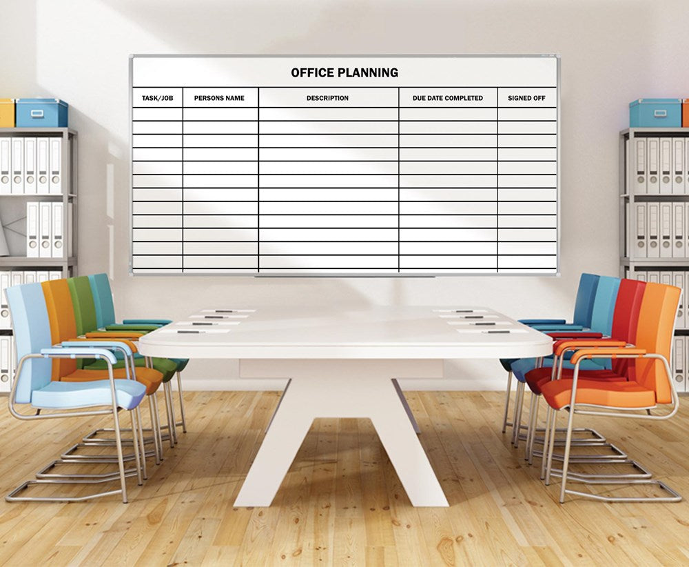 Custom Gridded Ceramic Whiteboard-Whiteboards-400 x 600-No Accessories Thanks-Commercial Traders - Office Furniture