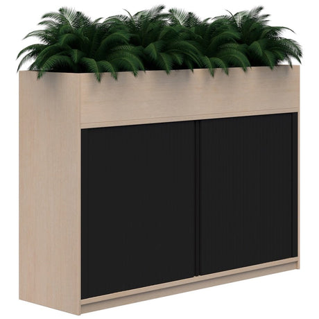 Mascot Planter Tambour-Storage-1200H X 1800W-Refined Oak-Locking-Commercial Traders - Office Furniture