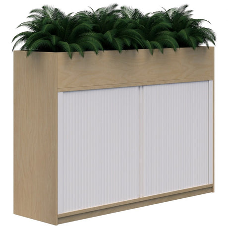 Mascot Planter Tambour-Storage-1200H X 1800W-Raw Birch-Locking-Commercial Traders - Office Furniture