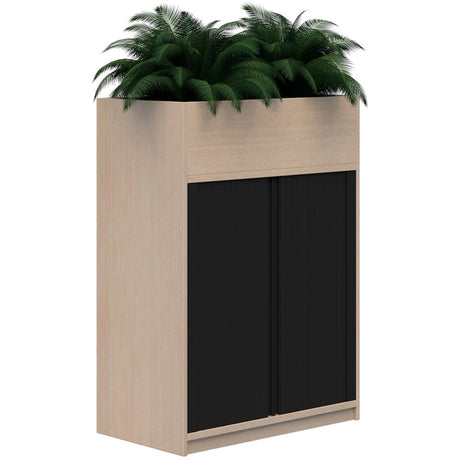 Mascot Planter Tambour-Storage-1200H X 900W-Refined Oak-Locking-Commercial Traders - Office Furniture