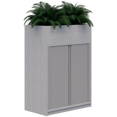 Mascot Planter Tambour-Storage-1200H X 900W-Silver Strata-Locking-Commercial Traders - Office Furniture