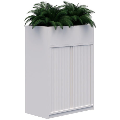 Mascot Planter Tambour-Storage-1200H X 900W-Snow Velvet-Locking-Commercial Traders - Office Furniture