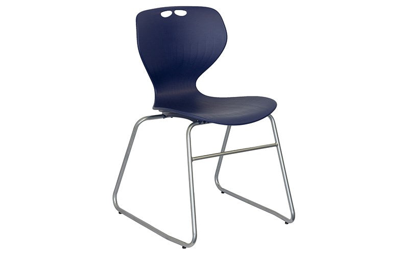 Mata Chair - Sled Base-Lunchroom Chairs-Blue-No seat pad-Commercial Traders - Office Furniture