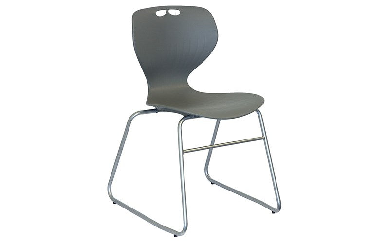 Mata Chair - Sled Base-Lunchroom Chairs-Grey-No seat pad-Commercial Traders - Office Furniture