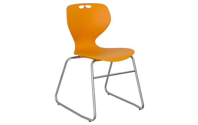 Mata Chair - Sled Base-Lunchroom Chairs-Mango-No seat pad-Commercial Traders - Office Furniture