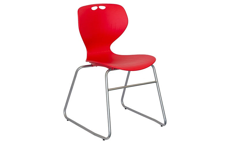 Mata Chair - Sled Base-Lunchroom Chairs-Red-No seat pad-Commercial Traders - Office Furniture