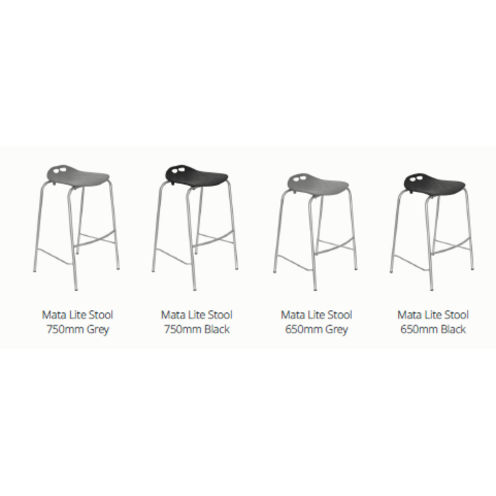 Mata Lite Backless Bar Stool-Lunchroom Chairs-650mm-Black-Commercial Traders - Office Furniture