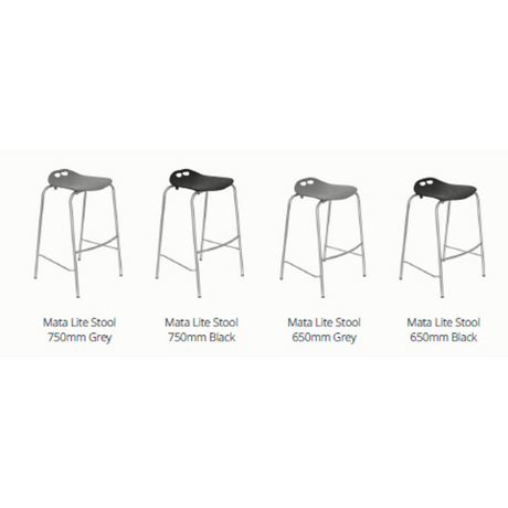 Mata Lite Backless Bar Stool-Lunchroom Chairs-650mm-Black-Commercial Traders - Office Furniture