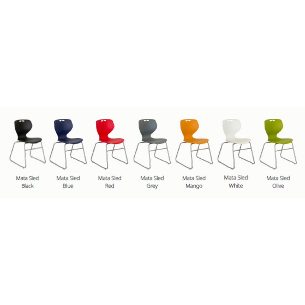 Mata Chair - Sled Base-Lunchroom Chairs-Olive-No seat pad-Commercial Traders - Office Furniture