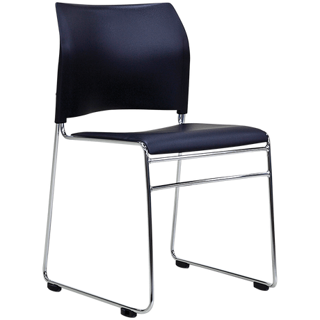 Buro Maxim Visitor Chair-Meeting Room Furniture-Black Seat Back-Assembled - Auckland And Christchurch-Chrome Frame-Commercial Traders - Office Furniture