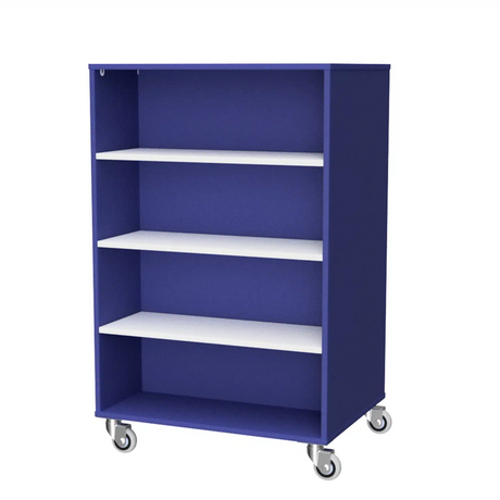 Bookcase Mobile Double Sided 800mm-Education Furniture-Blue/White-Commercial Traders - Office Furniture