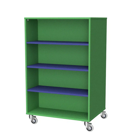 Bookcase Mobile Double Sided 800mm-Education Furniture-Green/Blue-Commercial Traders - Office Furniture