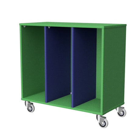 Tote Tray Storage Unit 3 Mobile-Education Furniture-Green/Blue-Commercial Traders - Office Furniture