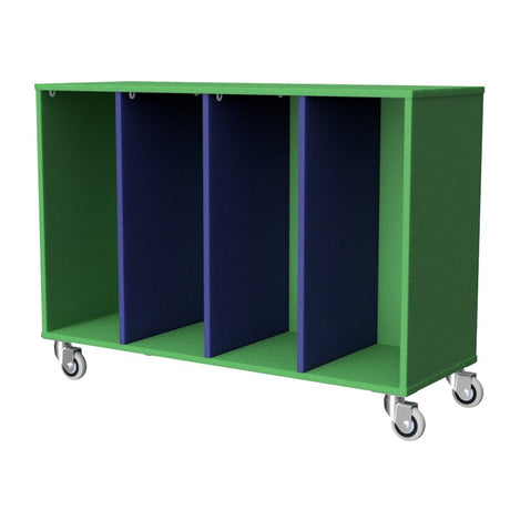Tote Tray Storage Unit 4 Mobile-Education Furniture-Green/Blue-Commercial Traders - Office Furniture