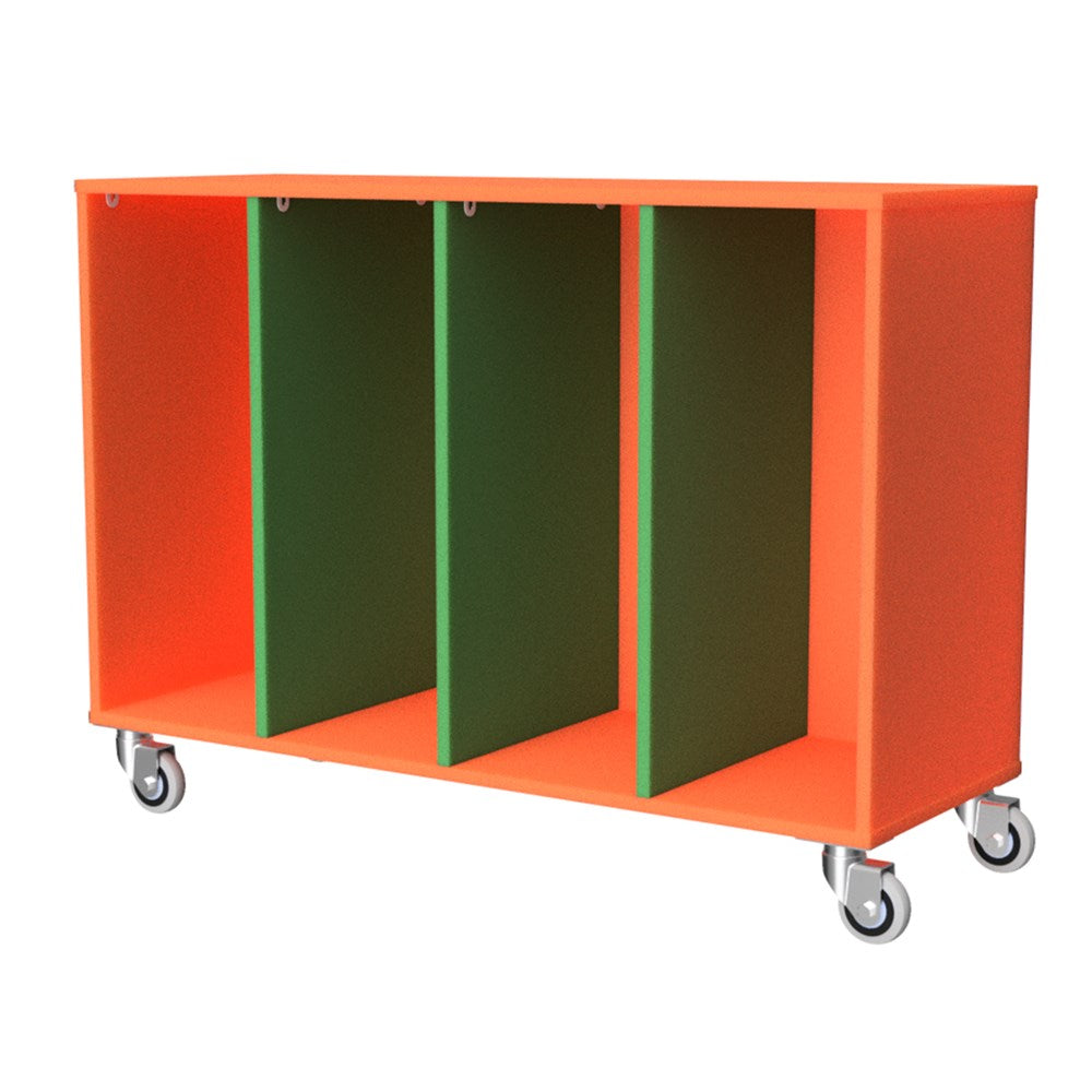 Tote Tray Storage Unit 4 Mobile-Education Furniture-Orange/Green-Commercial Traders - Office Furniture