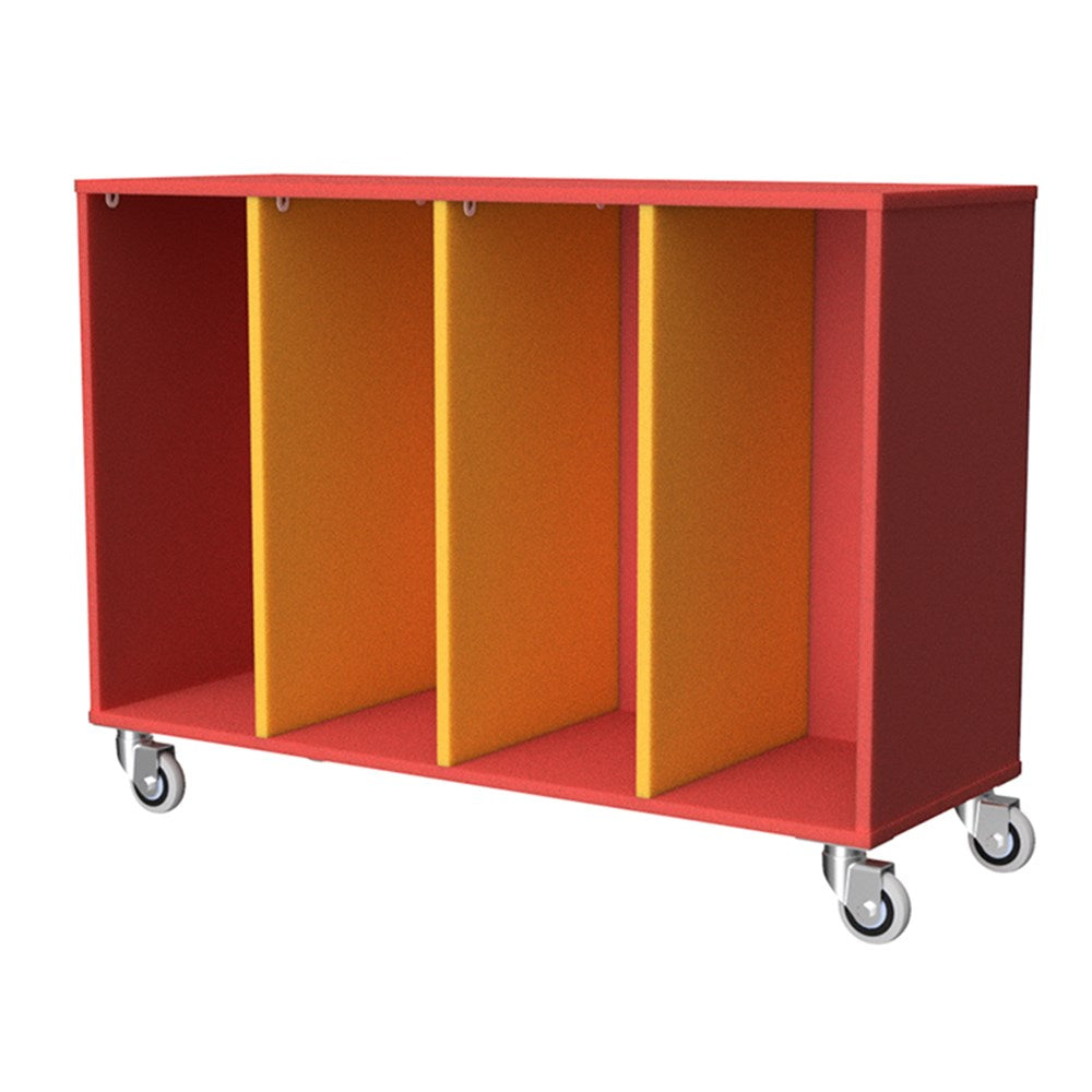Tote Tray Storage Unit 4 Mobile-Education Furniture-Red/Yellow-Commercial Traders - Office Furniture