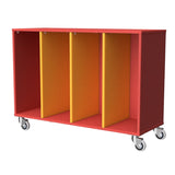 Tote Tray Storage Unit 4 Mobile-Education Furniture-Red/Yellow-Commercial Traders - Office Furniture