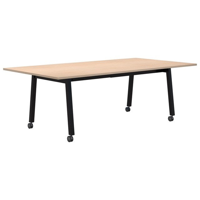 Modella II Frame Mobile Training Table-Meeting Tables-2400 x 1200-Refined Oak-Black-Commercial Traders - Office Furniture