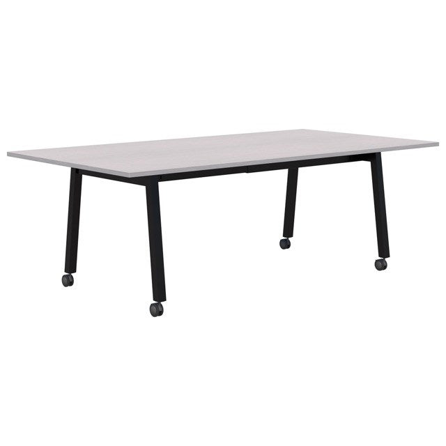 Modella II Frame Mobile Training Table-Meeting Tables-2400 x 1200-Silver Strata-Black-Commercial Traders - Office Furniture