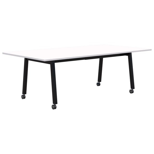 Modella II Frame Mobile Training Table-Meeting Tables-2400 x 1200-Snow Velvet-Black-Commercial Traders - Office Furniture