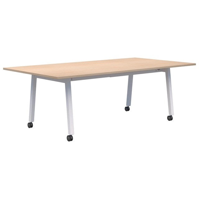 Modella II Frame Mobile Training Table-Meeting Tables-2400 x 1200-Refined Oak-White-Commercial Traders - Office Furniture