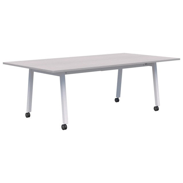 Modella II Frame Mobile Training Table-Meeting Tables-2400 x 1200-Silver Strata-White-Commercial Traders - Office Furniture