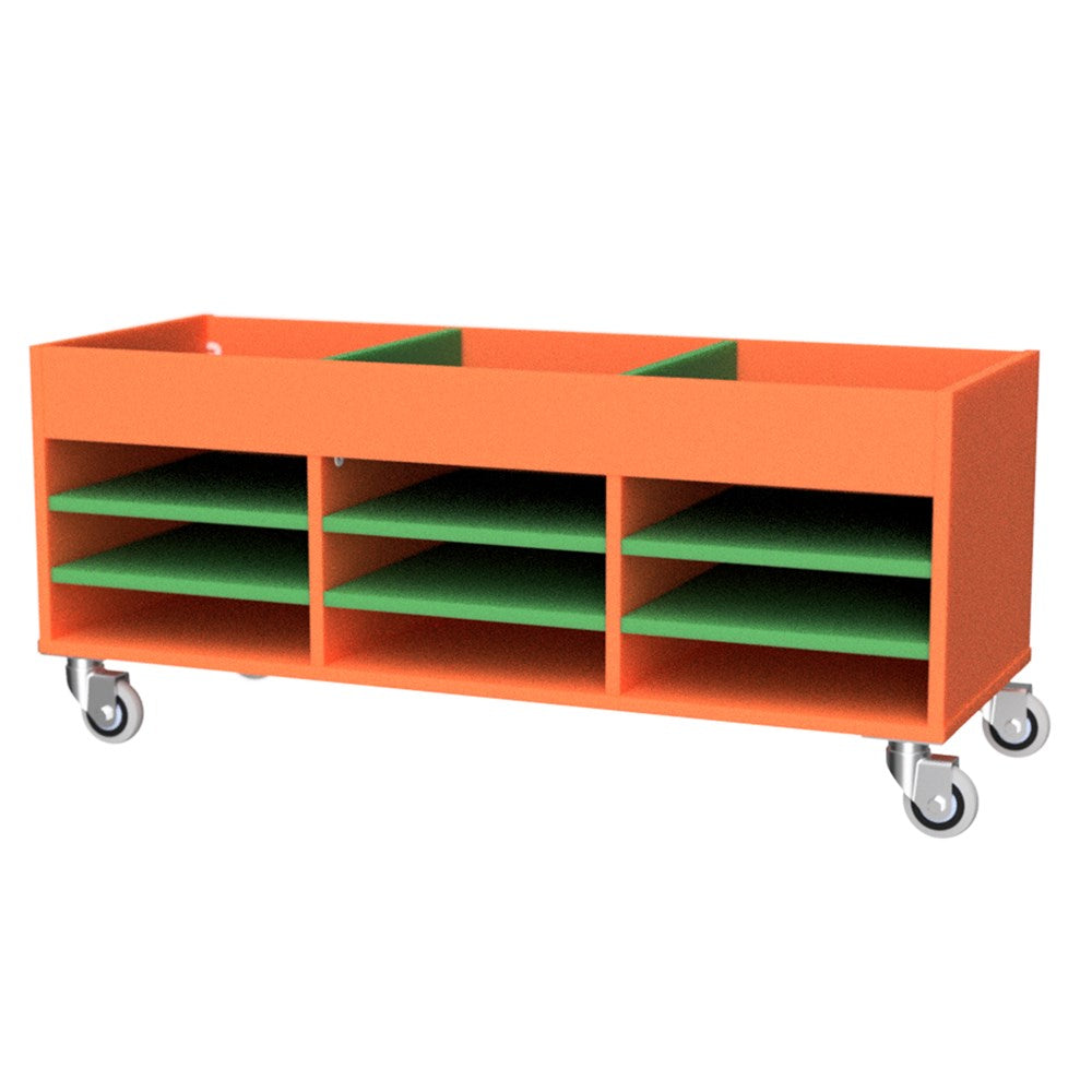 Trolley Multi Use Storage-Education Furniture-Orange/Green-1200-Commercial Traders - Office Furniture