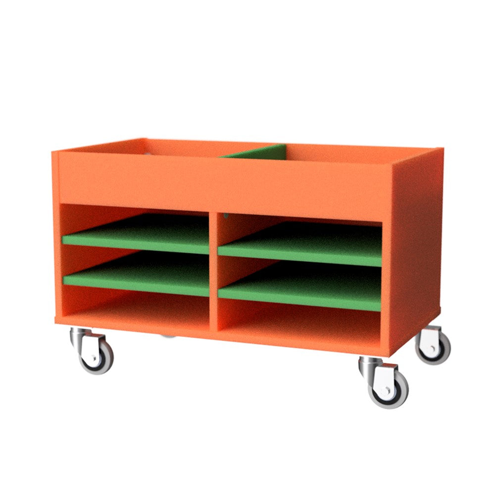 Trolley Multi Use Storage-Education Furniture-Orange/Green-800-Commercial Traders - Office Furniture