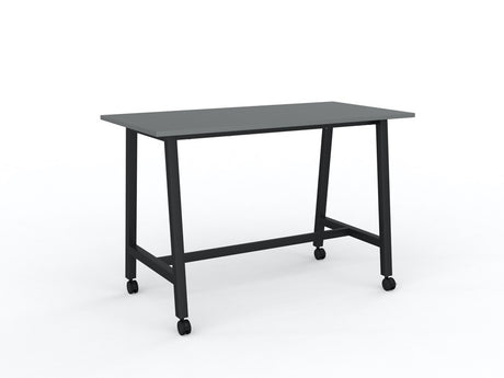 Cubit Bar Leaner with Castors-Meeting Room Furniture-1600 x 800-Silver-Black-Commercial Traders - Office Furniture