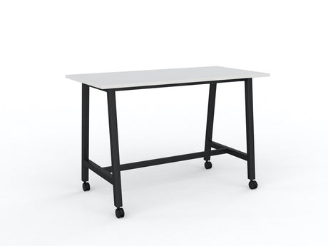 Cubit Bar Leaner with Castors-Meeting Room Furniture-1600 x 800-White-Black-Commercial Traders - Office Furniture