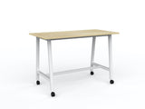 Cubit Bar Leaner with Castors-Meeting Room Furniture-1600 x 800-Atlantic Oak-White-Commercial Traders - Office Furniture