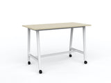 Cubit Bar Leaner with Castors-Meeting Room Furniture-1600 x 800-Nordic Maple-White-Commercial Traders - Office Furniture