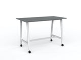 Cubit Bar Leaner with Castors-Meeting Room Furniture-1600 x 800-Silver-White-Commercial Traders - Office Furniture