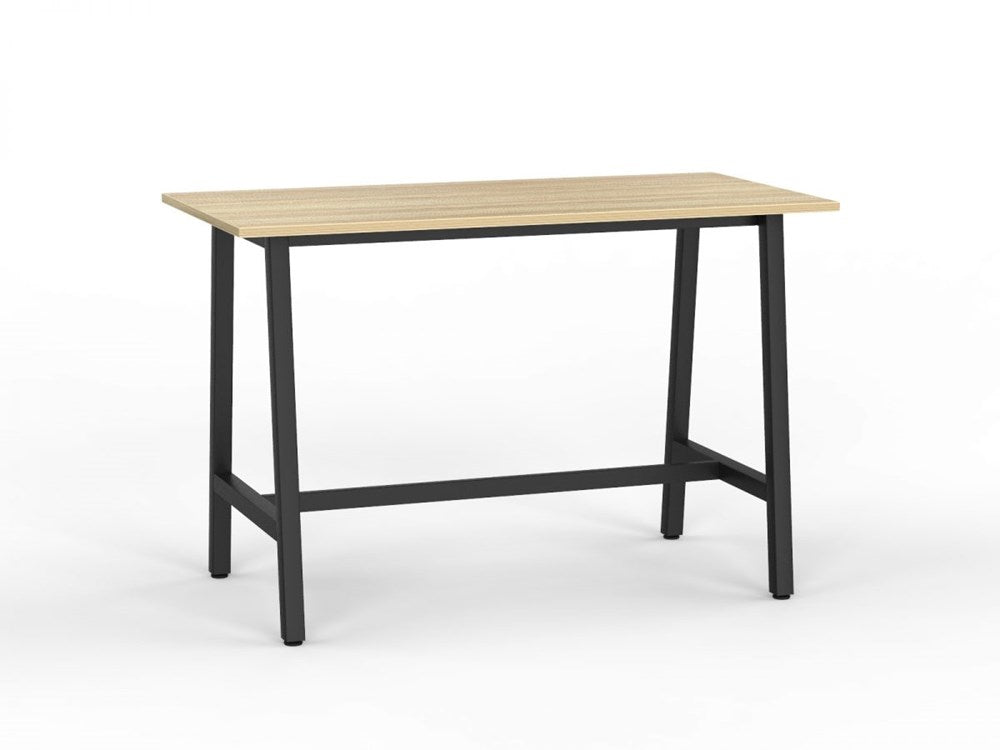 Cubit Bar Leaner-Meeting Room Furniture-1600 x 800-Atlantic Oak-Black-Commercial Traders - Office Furniture