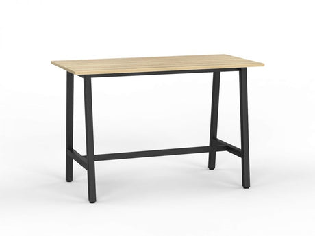 Cubit Bar Leaner-Meeting Room Furniture-1600 x 800-Atlantic Oak-Black-Commercial Traders - Office Furniture