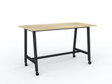 Cubit Bar Leaner with Castors-Meeting Room Furniture-1800 x 900-Atlantic Oak-Black-Commercial Traders - Office Furniture