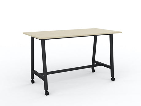 Cubit Bar Leaner with Castors-Meeting Room Furniture-1800 x 900-Nordic Maple-Black-Commercial Traders - Office Furniture