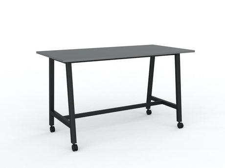 Cubit Bar Leaner with Castors-Meeting Room Furniture-1800 x 900-Silver-Black-Commercial Traders - Office Furniture