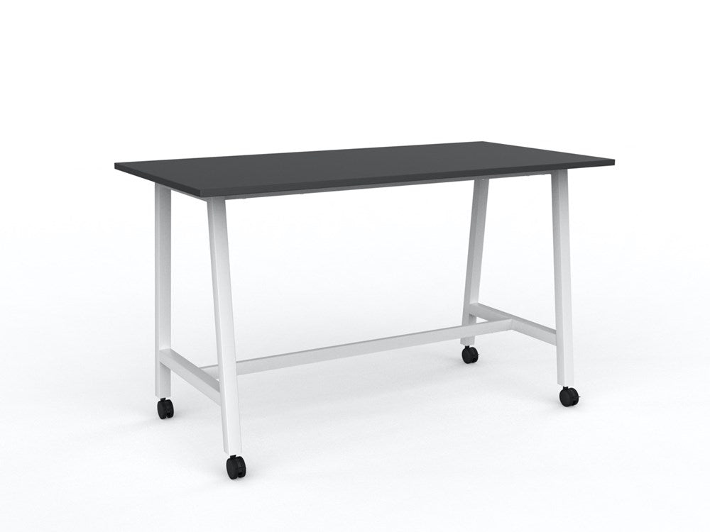 Cubit Bar Leaner with Castors-Meeting Room Furniture-1800 x 900-Black-White-Commercial Traders - Office Furniture