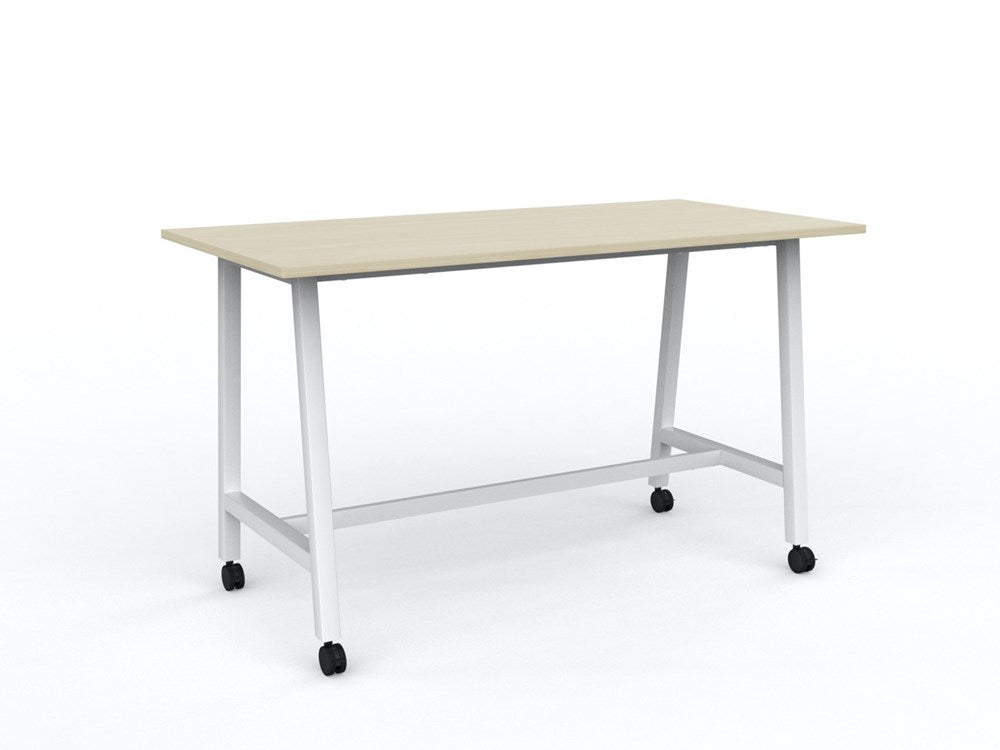 Cubit Bar Leaner with Castors-Meeting Room Furniture-1800 x 900-Nordic Maple-White-Commercial Traders - Office Furniture