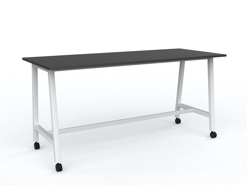 Cubit Bar Leaner with Castors-Meeting Room Furniture-2200 x 900-Black-White-Commercial Traders - Office Furniture