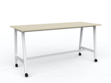 Cubit Bar Leaner with Castors-Meeting Room Furniture-2200 x 900-Nordic Maple-White-Commercial Traders - Office Furniture