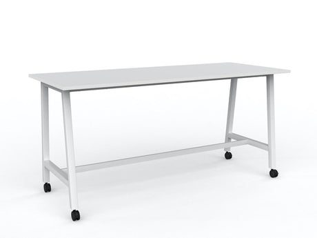 Cubit Bar Leaner with Castors-Meeting Room Furniture-2200 x 900-White-White-Commercial Traders - Office Furniture