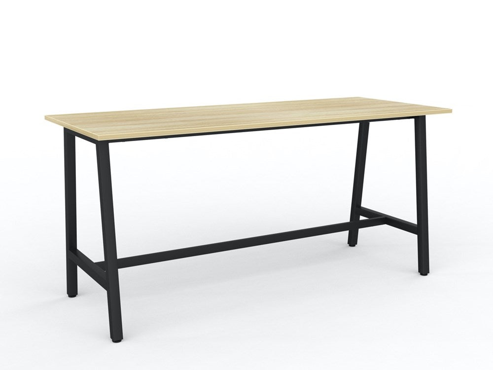 Cubit Bar Leaner-Meeting Room Furniture-2200 x 900-Atlantic Oak-Black-Commercial Traders - Office Furniture