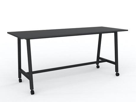 Cubit Bar Leaner with Castors-Meeting Room Furniture-2400 x 900-Black-Black-Commercial Traders - Office Furniture