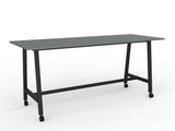 Cubit Bar Leaner with Castors-Meeting Room Furniture-2400 x 900-Silver-Black-Commercial Traders - Office Furniture