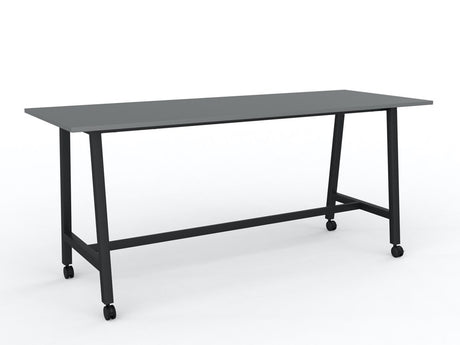 Cubit Bar Leaner with Castors-Meeting Room Furniture-2400 x 900-Silver-Black-Commercial Traders - Office Furniture