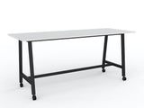 Cubit Bar Leaner with Castors-Meeting Room Furniture-2400 x 900-White-Black-Commercial Traders - Office Furniture