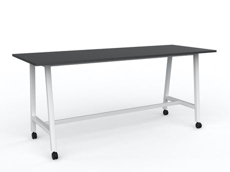 Cubit Bar Leaner with Castors-Meeting Room Furniture-2400 x 900-Black-White-Commercial Traders - Office Furniture